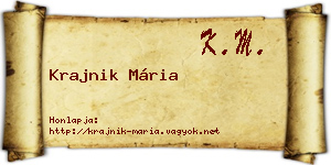 Krajnik Mária névjegykártya